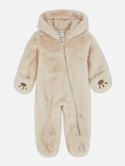 Sale Primark Combipilote Ours En Fausse Fourrure Beige