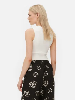 Discount Primark Débardeur Court Côtelé Ivoire