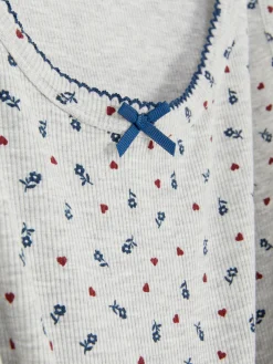 Discount Primark Débardeur De Pyjama Côtelé à Petites Fleurs Gris