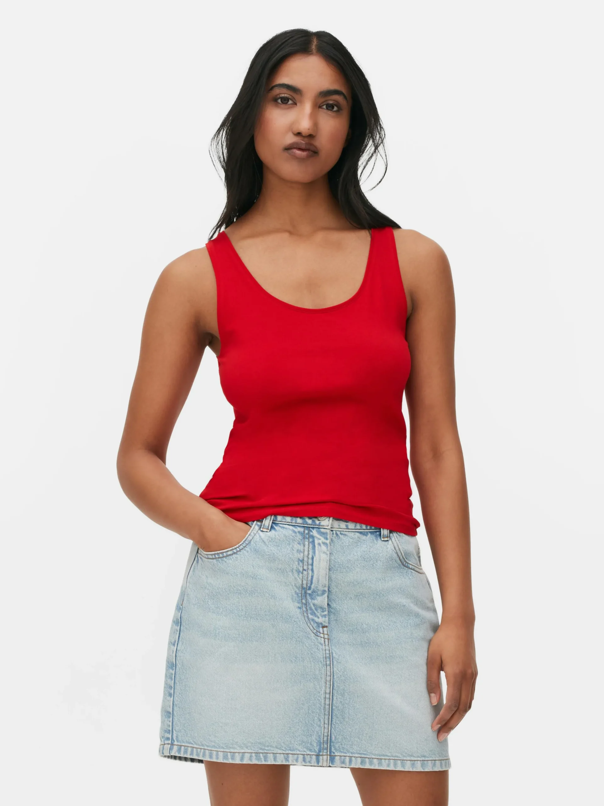 Discount Primark Débardeur Stretch Décolleté Essential Rouge
