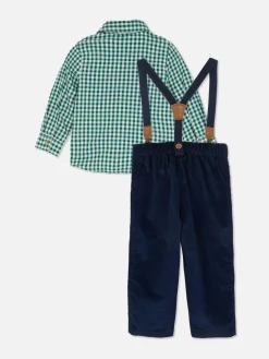 Outlet Primark Ensemble Chemise à Carreaux Et Pantalon à Bretelles Vert