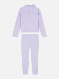 Discount Primark Ensemble Haut Et Legging Côtelés Sans Coutures Lilas