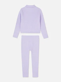 Discount Primark Ensemble Haut Et Legging Côtelés Sans Coutures Lilas