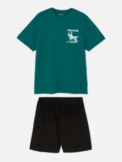 Outlet Primark Ensemble Short Et T-shirt De Pyjama Bleu sarcelle