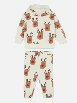 Hot Primark Ensemble Sweat à Capuche à Motif Renne Et Bas De Jogging De Noël Coordonné Multicolore