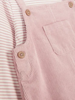 Discount Primark Ensemble T-shirt Rayé Et Robe Chasuble En Velours Rose