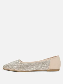 New Primark Escarpins Cloutés à Bout Carré Rose clair