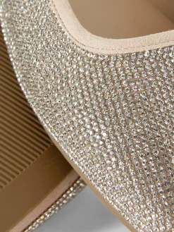 New Primark Escarpins Cloutés à Bout Carré Rose clair