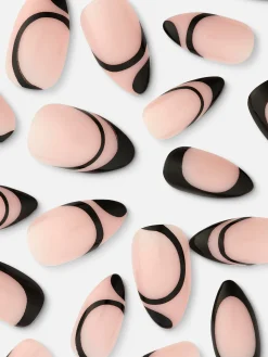 Discount Primark Faux Ongles French Manucure à Motif Tourbillon PS... Noir