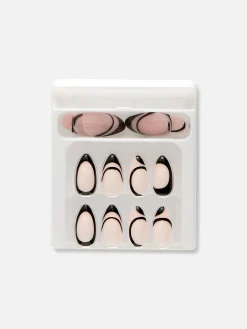 Discount Primark Faux Ongles French Manucure à Motif Tourbillon PS... Noir