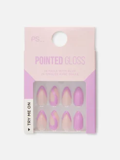 Discount Primark Faux Ongles Pointus Glossy à Motif Tourbillons PS... Lilas