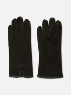 Best Primark Gants En Maille Point De Rome à Finitions En Simili Cuir Noir
