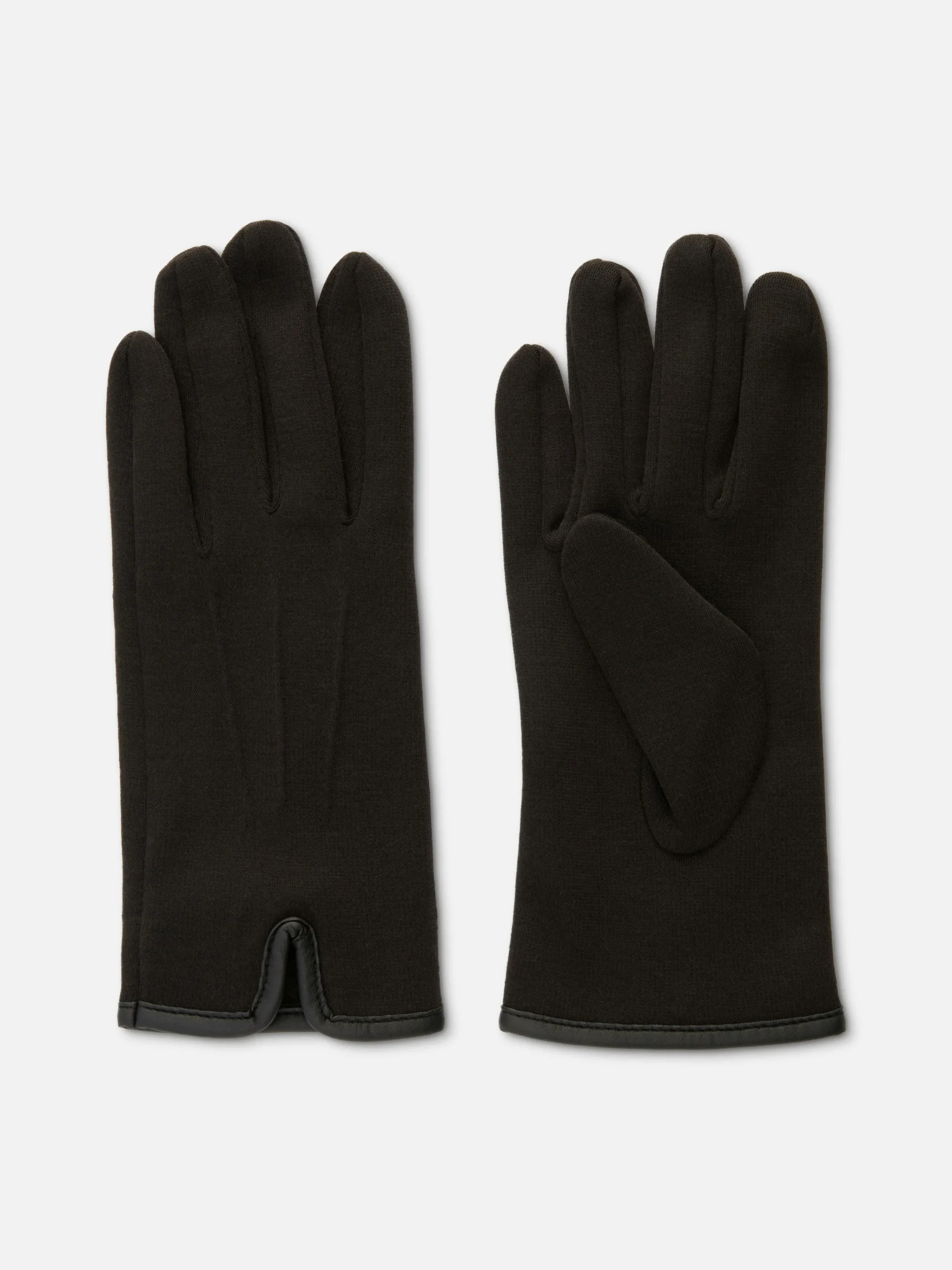 Best Primark Gants En Maille Point De Rome à Finitions En Simili Cuir Noir
