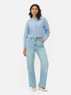 Best Primark Gilet Boutonné à Col Ras-du-cou Bleu clair