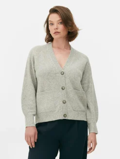 Primark Gilet Boyfriend En Maille à Col En V Gris