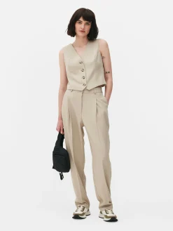 New Primark Gilet De Costume Ajusté Boutonné Grège