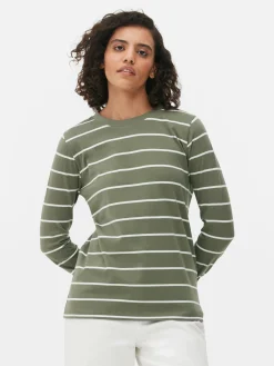 Discount Primark Haut à Rayures Et à Manches Longues Kaki