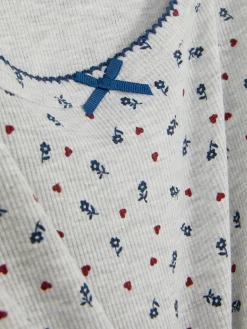 Discount Primark Haut De Pyjama Côtelé à Petites Fleurs Gris