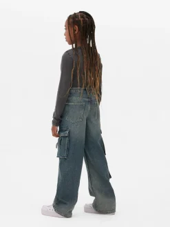 Best Primark Jean Cargo à Effet Vieilli Bleu