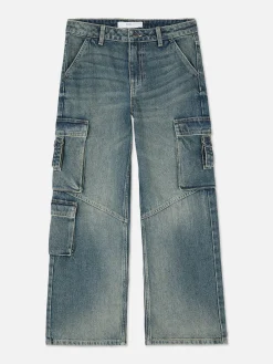 Best Primark Jean Cargo à Effet Vieilli Bleu