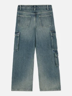 Best Primark Jean Cargo à Effet Vieilli Bleu