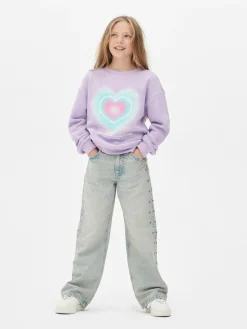 New Primark Jean Denim à Effet Vieilli Et Clous Bleu clair