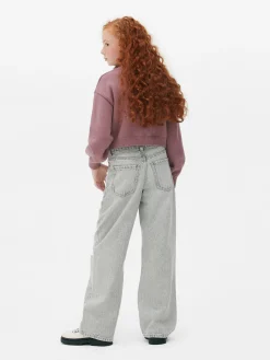 Sale Primark Jean Denim Large Fendu Gris