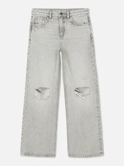Sale Primark Jean Denim Large Fendu Gris