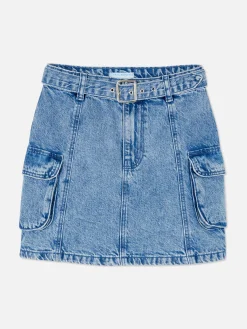 New Primark Jupe Cargo En Denim Bleu moyen