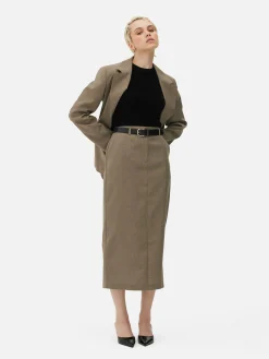 Clearance Primark Jupe Crayon Mi-longue Taille Haute Kaki