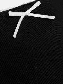 New Primark Jupe Côtelée à Bord Ondulé Noir