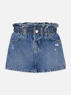 Primark Jupe En Jean à Taille Froncée Effet Vieilli Bleu