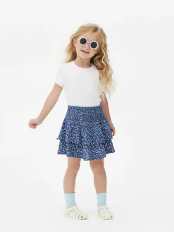 Clearance Primark Jupe Florale à Superpositions Bleu