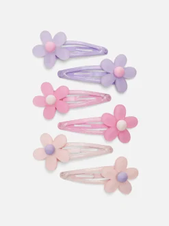 New Primark Lot De 6 Barrettes à Fleurs Rose