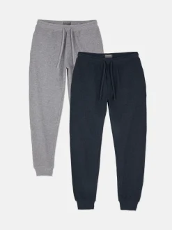 Outlet Primark Lot De 2 Bas De Pyjama Resserrés Aux Chevilles à Texture Gaufrée Gris chiné