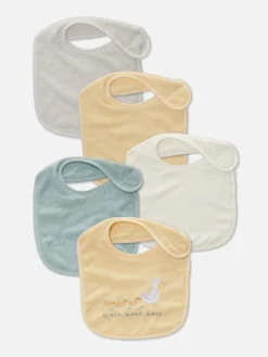 New Primark Lot De 5 Bavoirs En Tissu éponge Variés Jaune