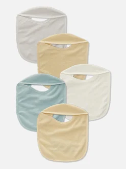 New Primark Lot De 5 Bavoirs En Tissu éponge Variés Jaune
