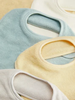 New Primark Lot De 5 Bavoirs En Tissu éponge Variés Jaune