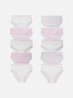 New Primark Lot De 10 Culottes à Rayures Et étoiles Rose