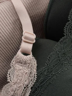 New Primark Lot De 2 Débardeurs Courts à Finitions En Dentelle Anthracite