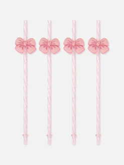 Clearance Primark Lot De 4 Pailles Torsadées à Nœud Rose