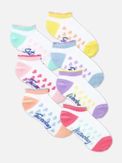 Best Primark Lot De 7 Paires De Chaussettes Pour Baskets « Days Of The Week » (Jours De La Semaine) Blanc