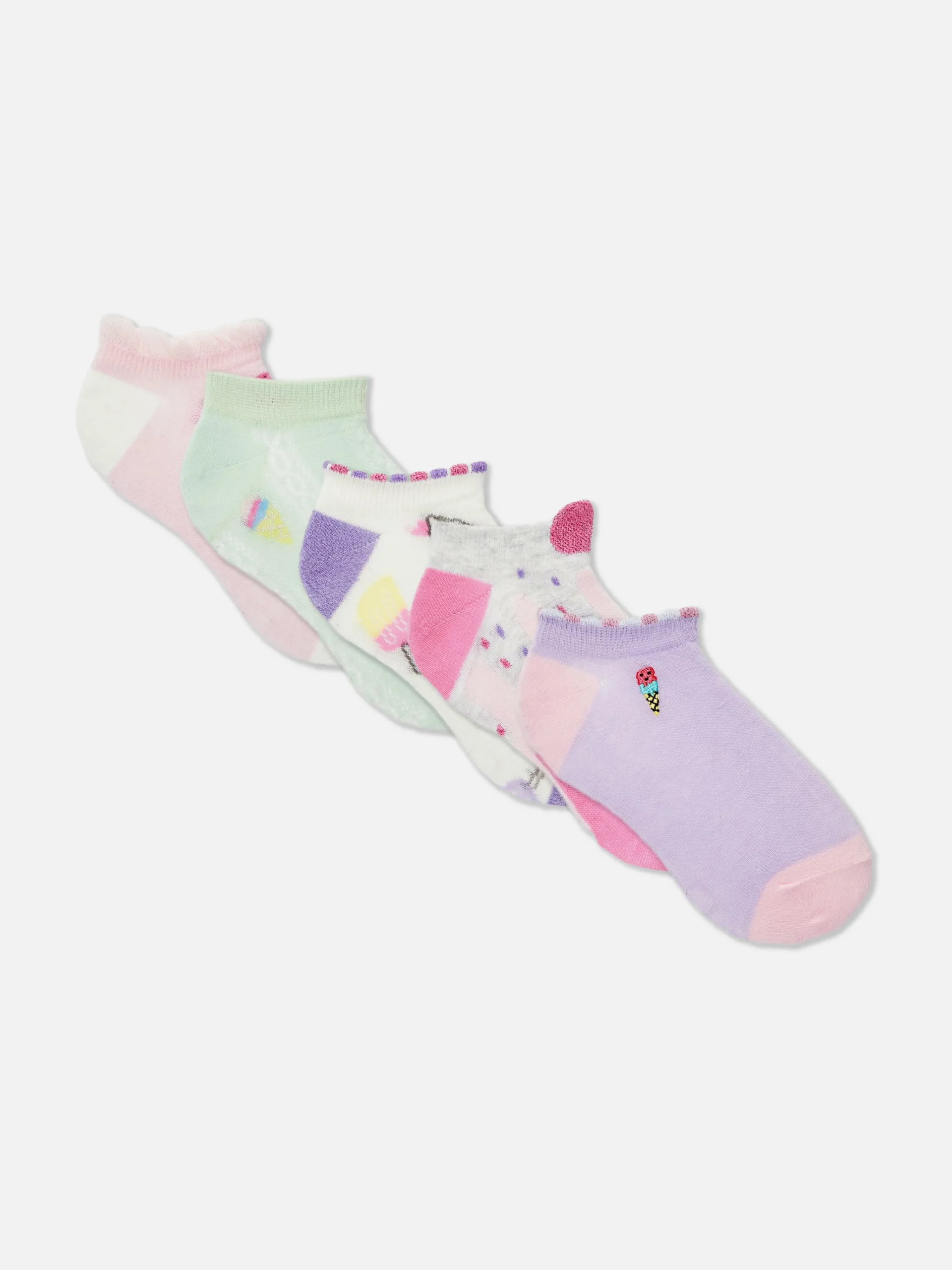 Online Primark Lot De 5 Paires De Socquettes à Imprimé Crème Glacée Multicolore