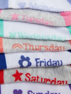 Sale Primark Lot De 7 Paires De Socquettes Jours De La Semaine Blanc