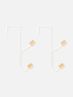 Discount Primark Lot De 2 Porte-manteaux à Bouton En Bois Blanc