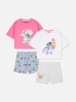 Clearance Primark Lot De 2 Pyjamas à Manches Courtes Disney Lilo & Stitch Blanc