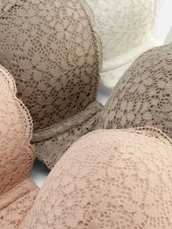 New Primark Lot De 3 Soutiens-gorge Balconnets En Dentelle Étain