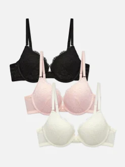 Online Primark Lot De 3 Soutiens-gorge Push-up Plongeants En Dentelle Noir