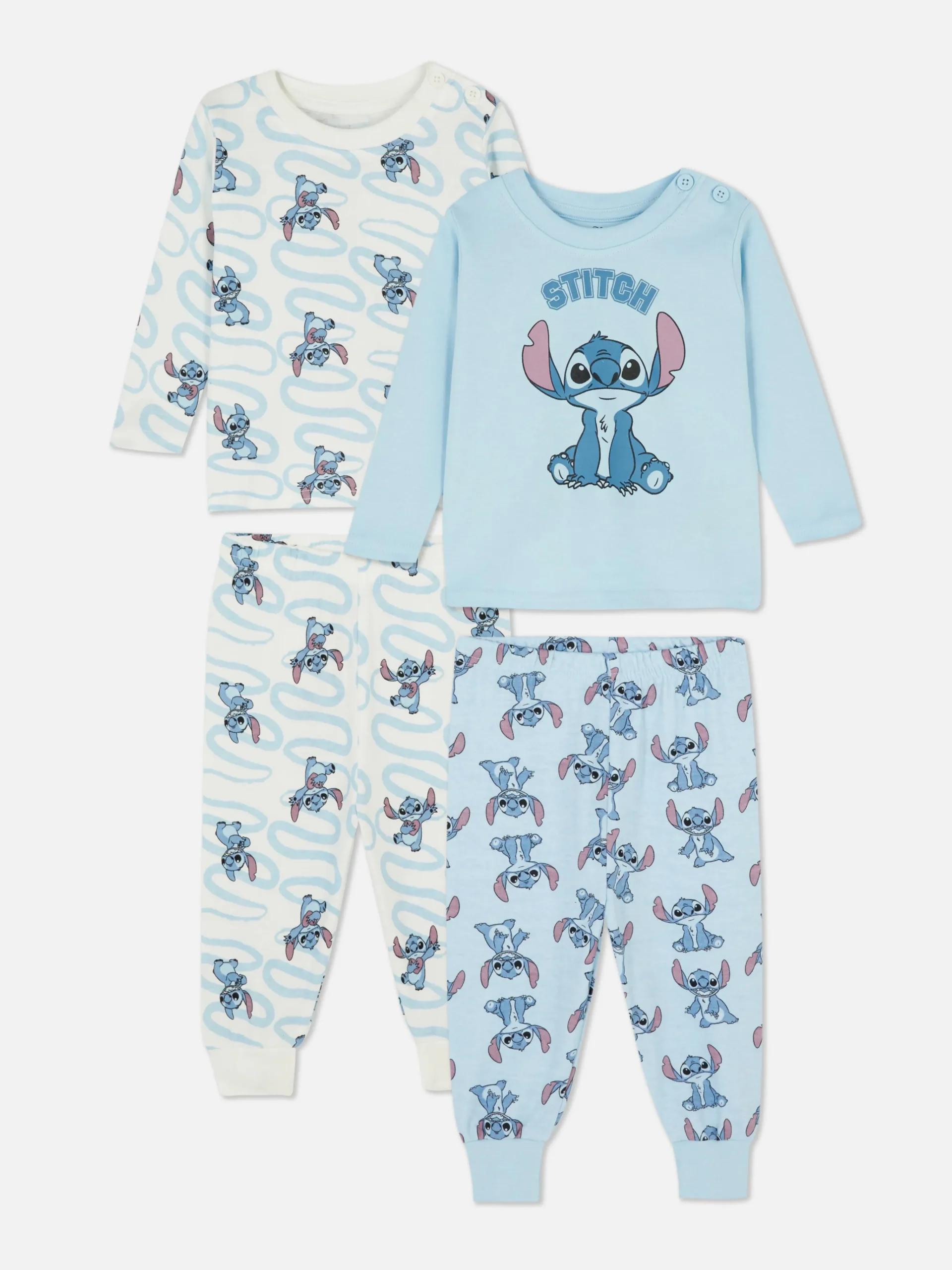 Hot Primark Lot De 2 pyjamas à Manches Longues Disney Lilo & Stitch Bleu