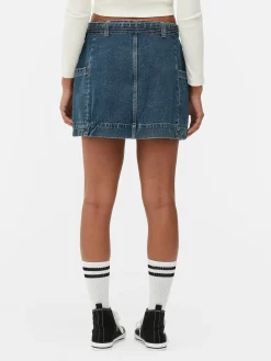 Clearance Primark Mini-jupe Drapée En Denim Bleu moyen